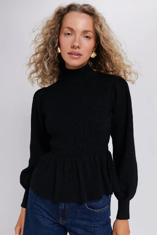 Minimal Style Black Peplum Peggy Sweater
