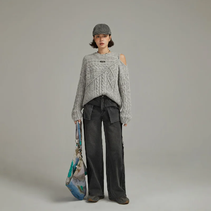 Cozy Layers One Shoulder Twist Knit Sweater