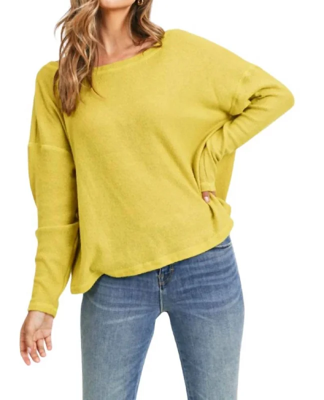 Unique Prints Alexia Pullover Open-Back Sweater In Mustard