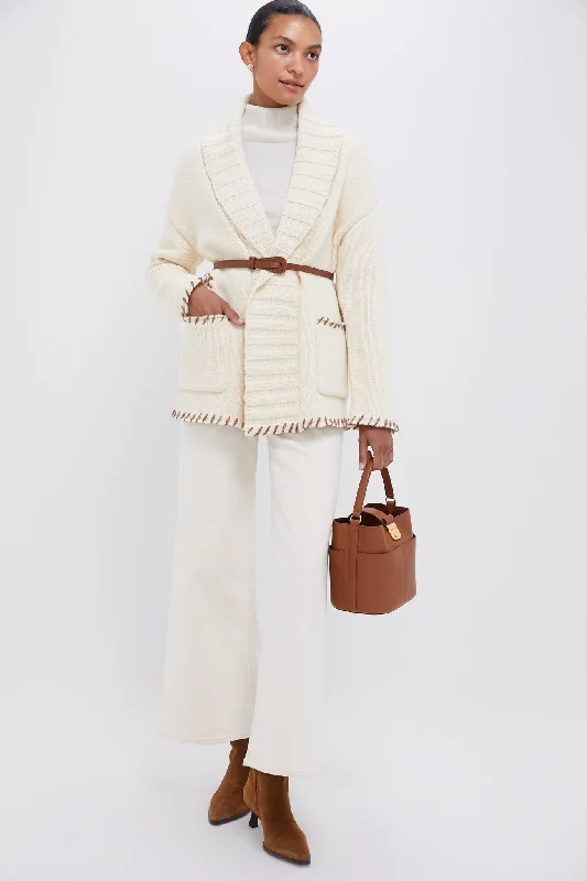 Relaxed Chic Cream Blanket Stitch Harrow Cardigan