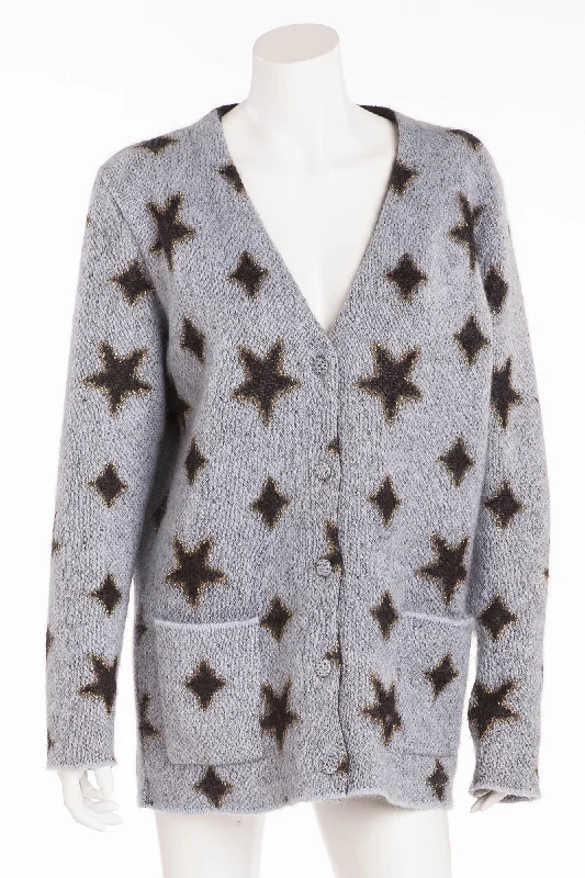 Versatile Items Saint Laurent - Long Sleeve Light Blue Cardigan with Black Stars - M