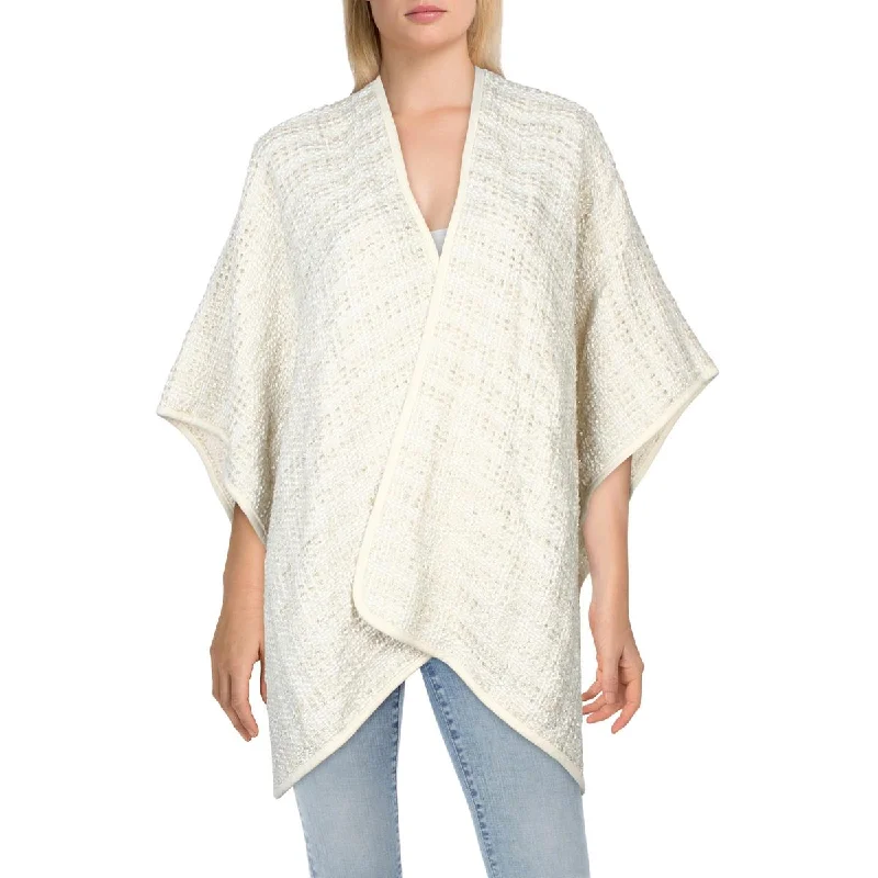 British Style Jessica McClintock Womens Knit Woven Poncho Sweater