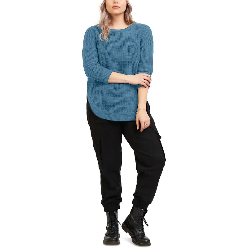 Comfortable Mind Black Tape_ Womens Plus  Mock Neck Pullover Sweater