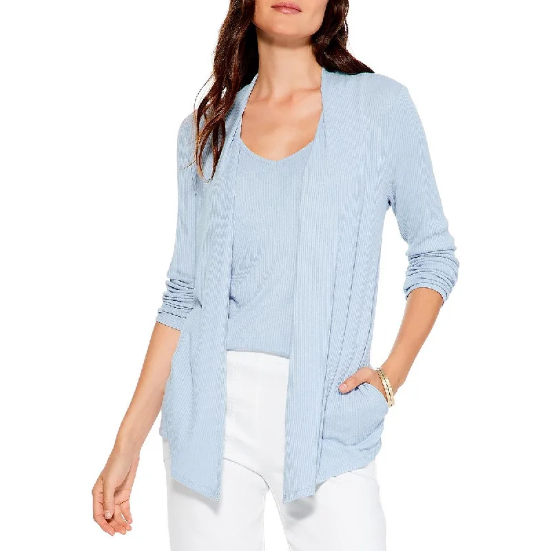 Weekend Comfort Wear Nic + Zoe Womens Open Front Pockets Cardigan Sweater