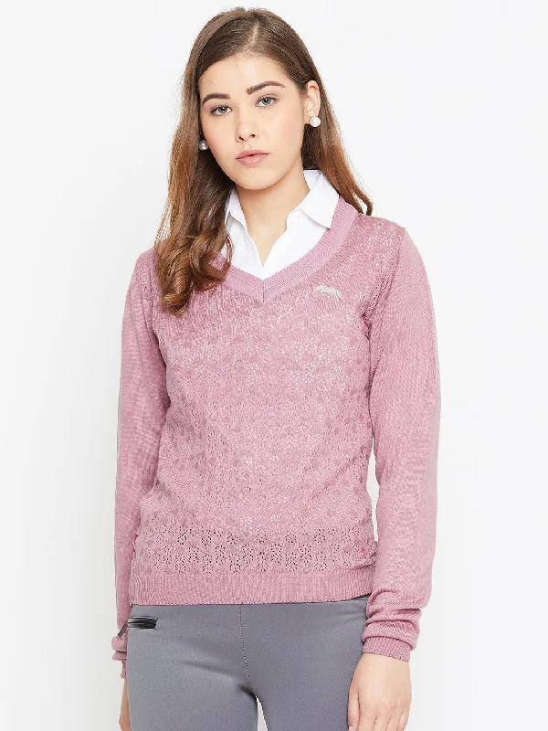 Casual And Versatile JUMP USA Women Pink Self Design Sweater