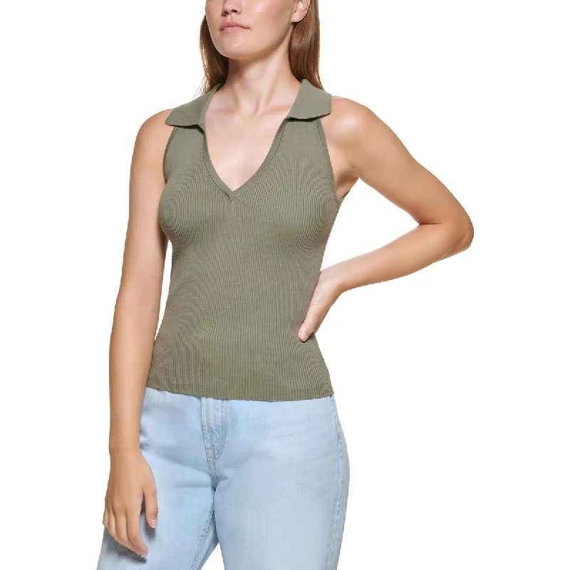 Windbreaker fashion DKNY Jeans Womens V-Neck Polo Tank Top Sweater