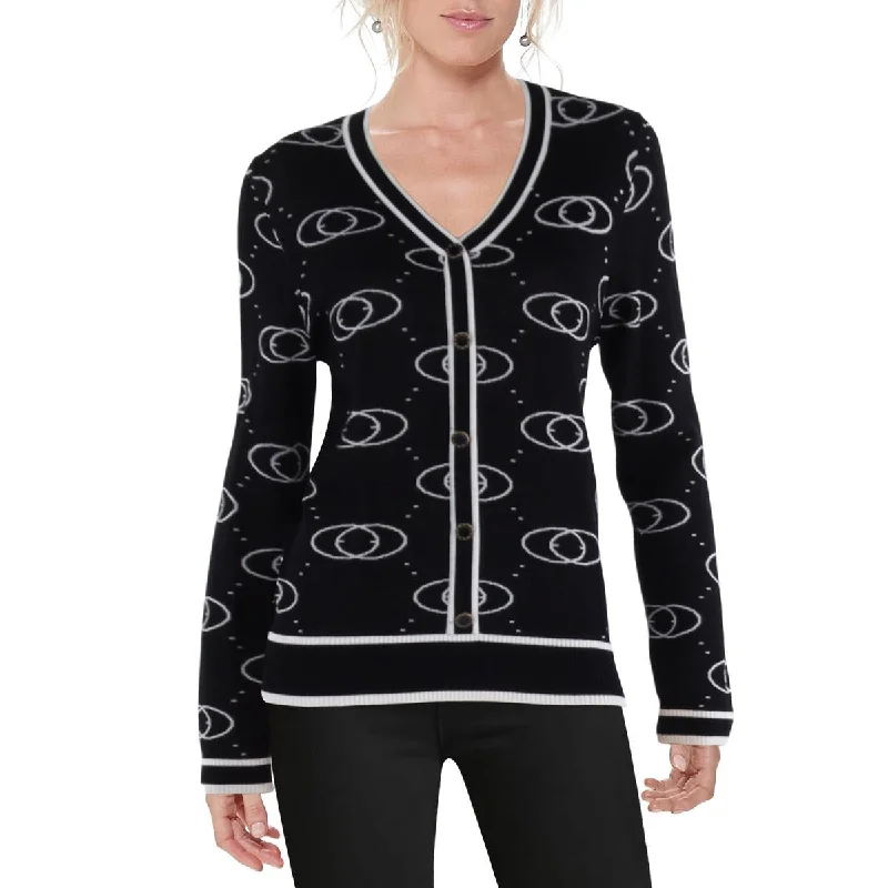 Minimal Comfort Nancy Yang Womens Printed Button-Down Cardigan Sweater