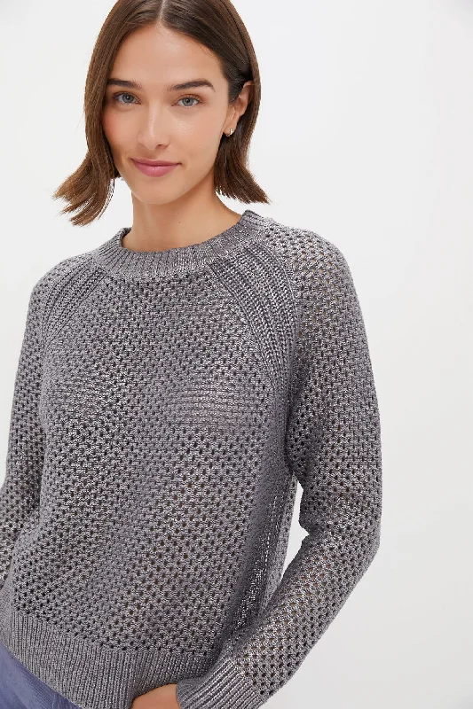 Dessert Matching Gunmetal Crochet Aspen Crewneck Sweater