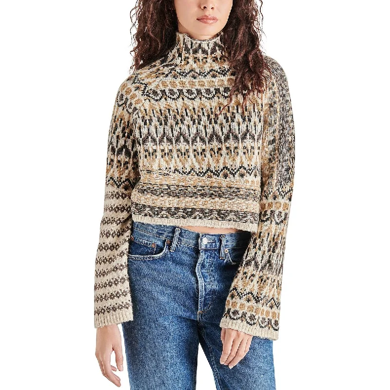 Light Dressing Steve Madden Womens Indie Wool Blend Fair Isle Mock Turtleneck Sweater