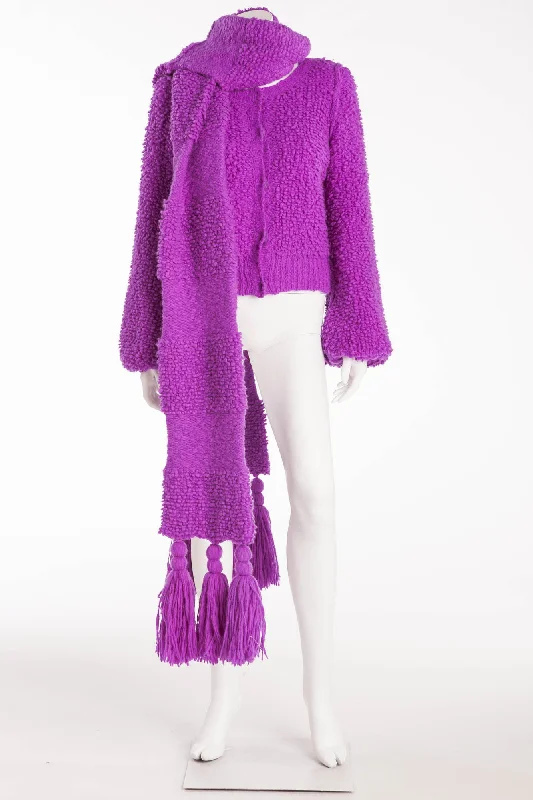 Classic Color Sonia Rykiel - As seen on the 2008 Runway Collection - 2PC Purple Knit Sweater and Matching Scarf - S