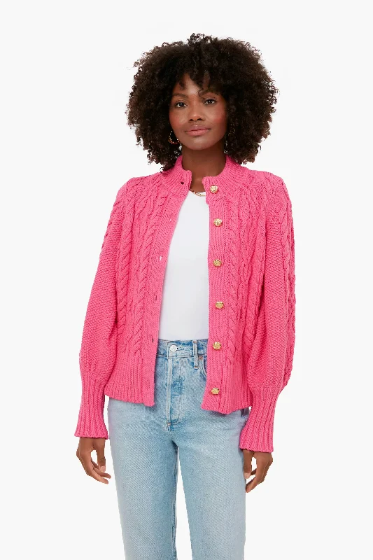Cozy Fashion Trends Hot Pink Cotton Colette Cardigan