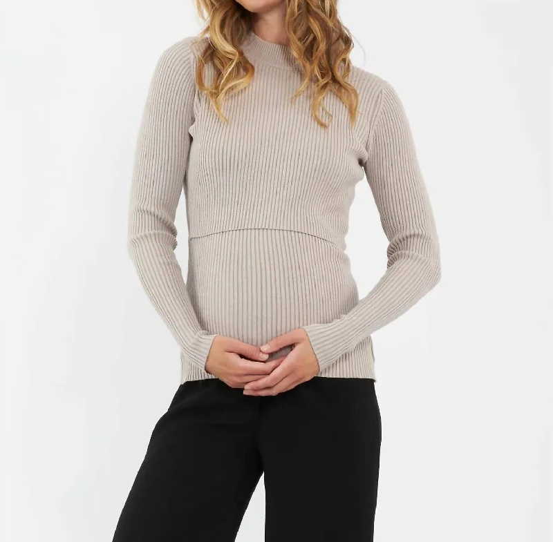 High-end Design Lift Up Nursing Knit Sweater In Ivy