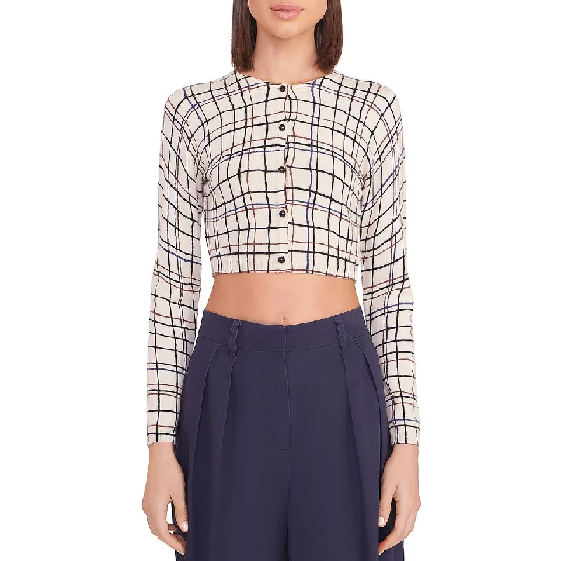 Innovative Design STAUD Womens Deanna Cropped Long Sleeve Cardigan Sweater