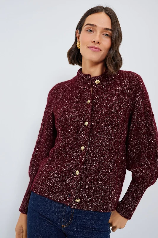 Versatile Wear Oxblood Lurex Cashmere Colette Cardigan