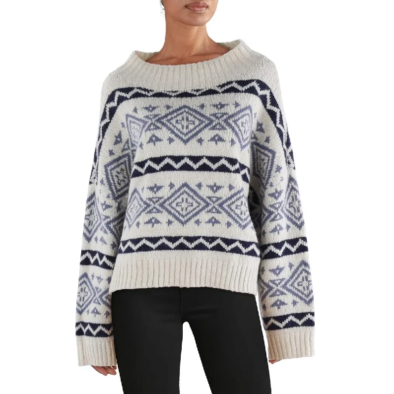 Cozy Chic Wear Polo Ralph Lauren Womens Wool Fair Isle Mock Turtleneck Sweater