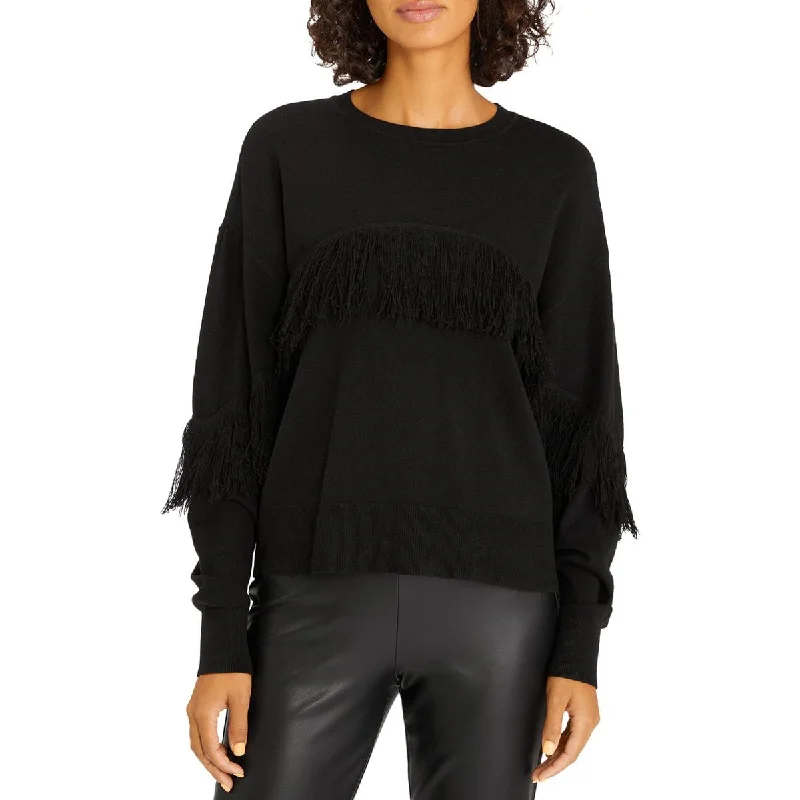 Comfortable Chic Sanctuary Womens Social Hour Ribbed Trim Knit Crewneck Sweater