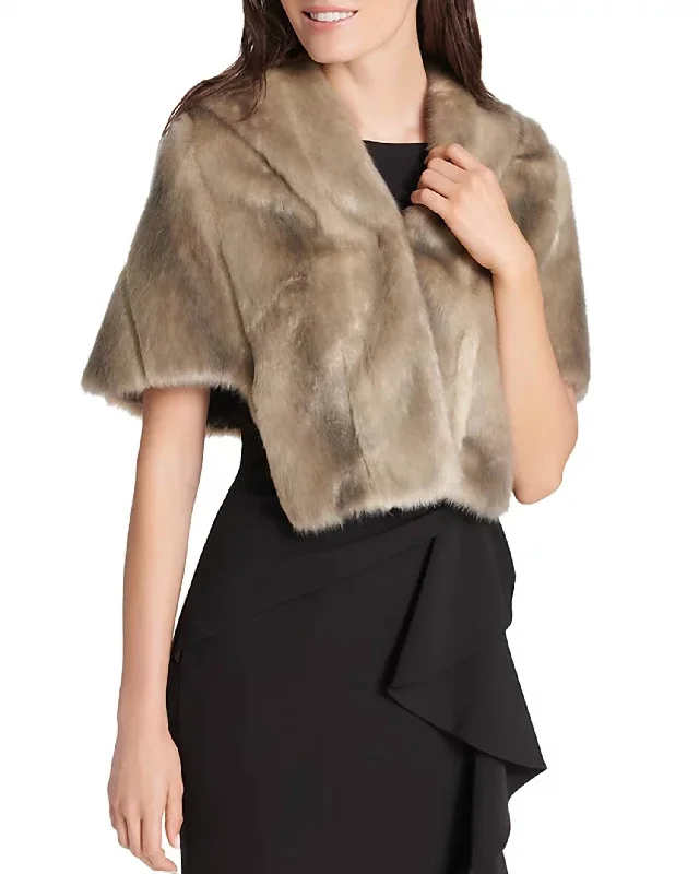 New Products Faux Collar Shrug In Gray