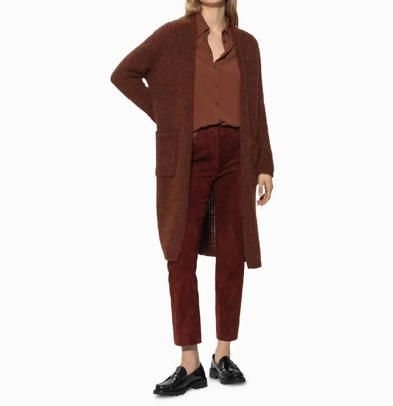 Elegant Dressing Wool Blend Cardigan In Whisky