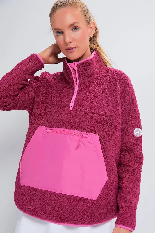 Fashion Design Hot Pink Fleece Cady Quarter Zip