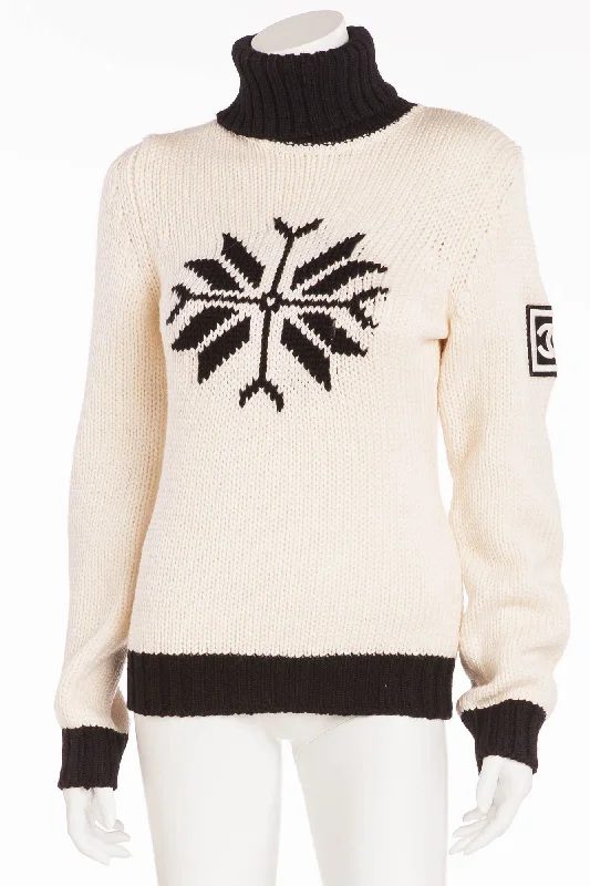 Cozy Apparel Chanel - Knitted White & Black Sweater - FR 40
