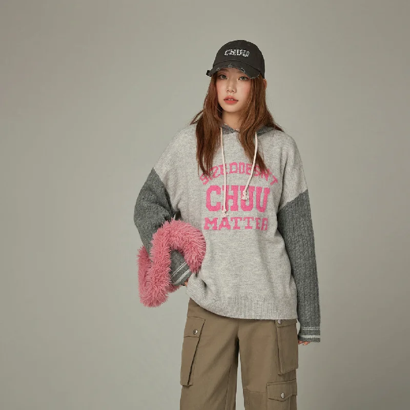 New Products Color Combination Hood Knit Sweater
