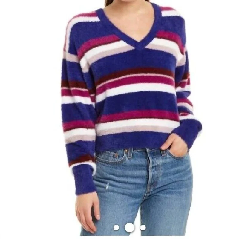 Relaxed Tops Fuzzy Dolman Sleeve Eyelash Sweater In Multicolor