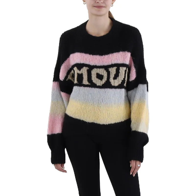 Elegant Tailoring OWN IT. Womens Metallic Crewneck Pullover Sweater