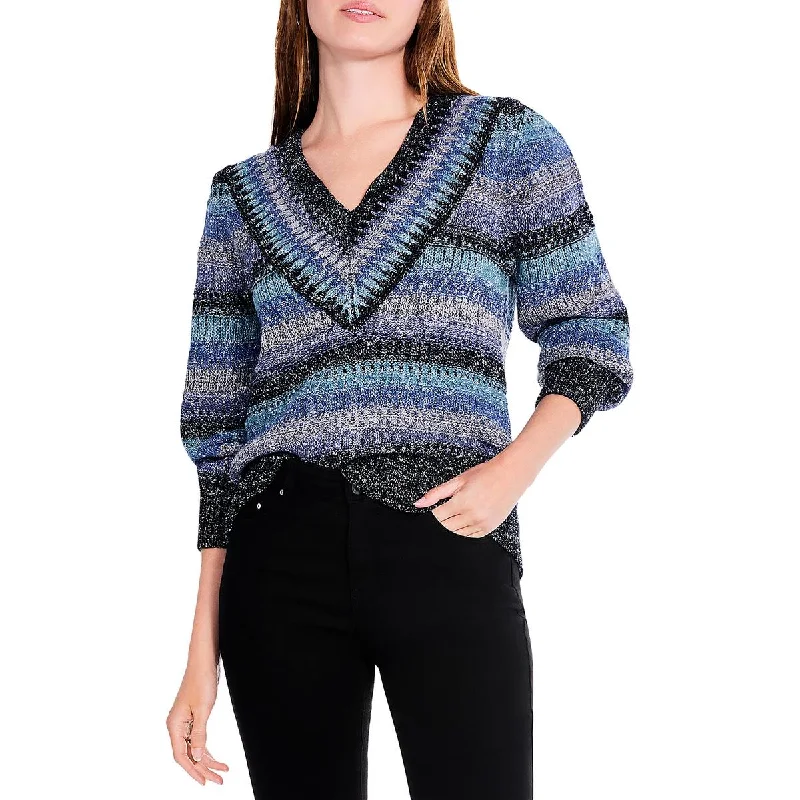 Carefree Style Nic + Zoe Womens Ribbed Stripes Pullover Sweater