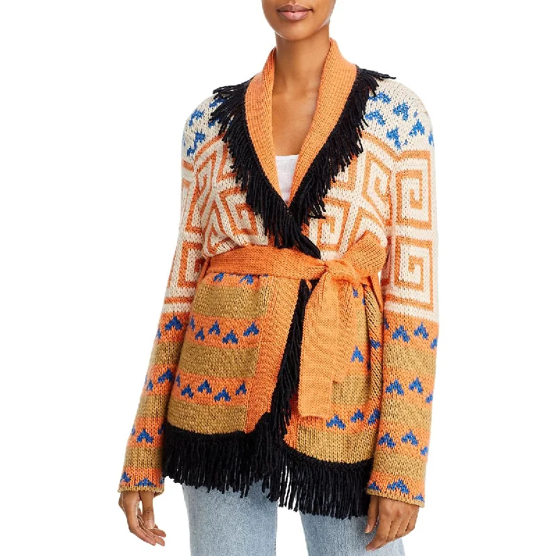 Daily Comfort Mother Womens Alpaca Blend Fringe Cardigan Sweater