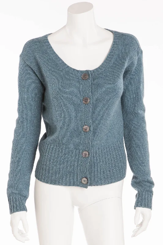 Light And Breathable Prada - Brand New Long Sleeve Blue Button Up Cardigan - IT 40