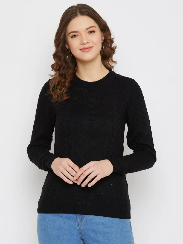 Simple And Comfortable JUMP USA Women Black Self Design Sweater