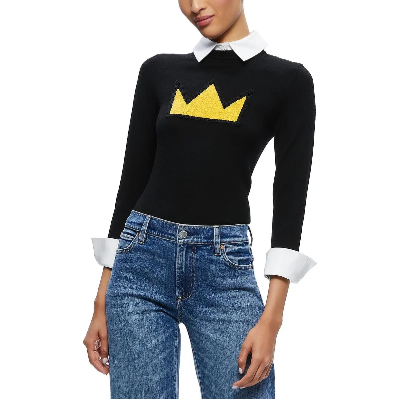 Refreshing Design Alice and Olivia Womens Wool Layered Pullover Sweater