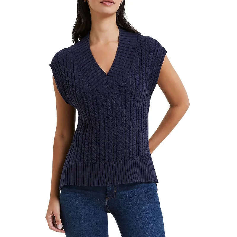 Relaxed Looks French Connection Womens Cotton Cable Knit Pullover Sweater