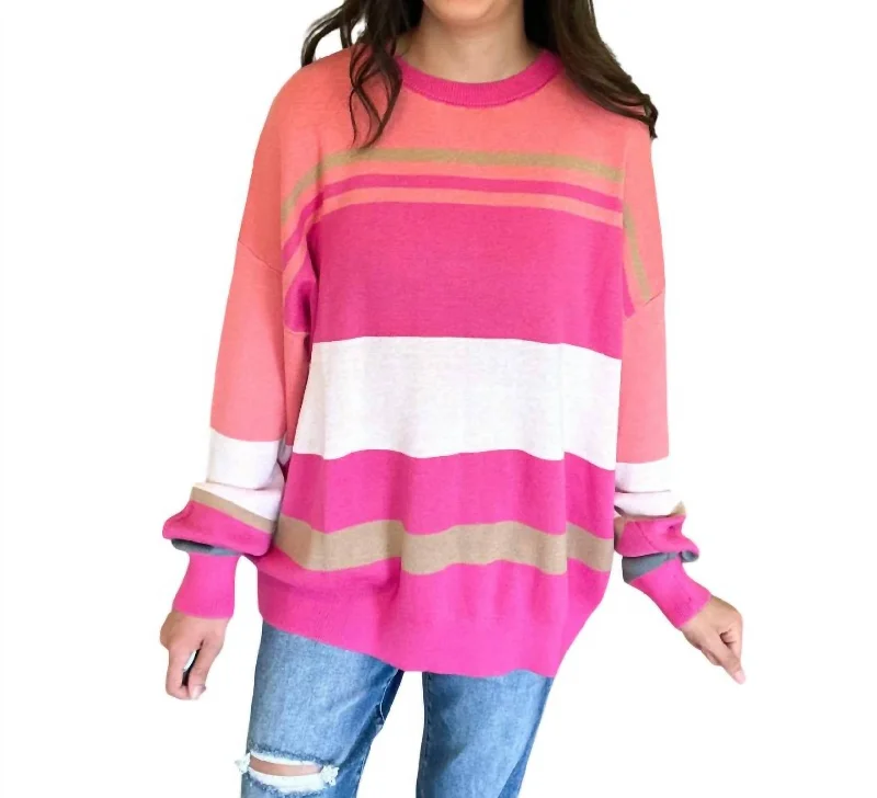 Easygoing Style Marla Sweater In Pink Multi