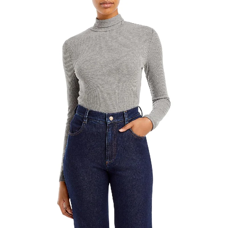 Celebrity Must-have Aqua Womens Ribbed Heathered Turtleneck Sweater