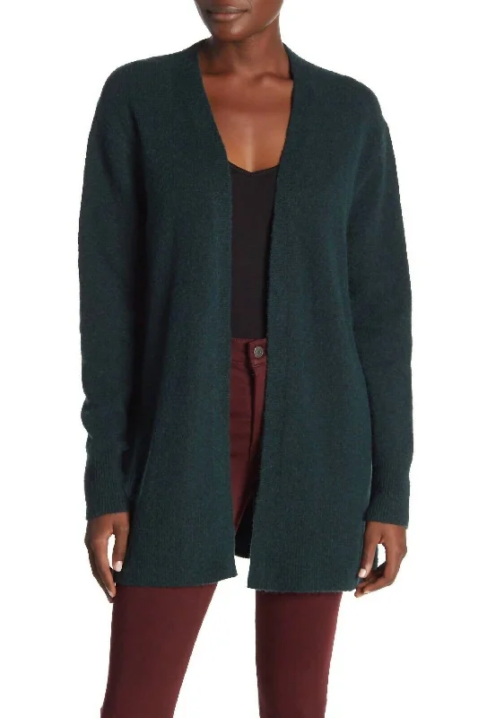 Stylish Casuals Sweater Cozy Walker Long Cardigan In Smoky Spruce Green