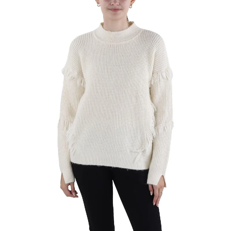 Noble Temperament MICHAEL Michael Kors Womens Fringe Pullover Mock Turtleneck Sweater