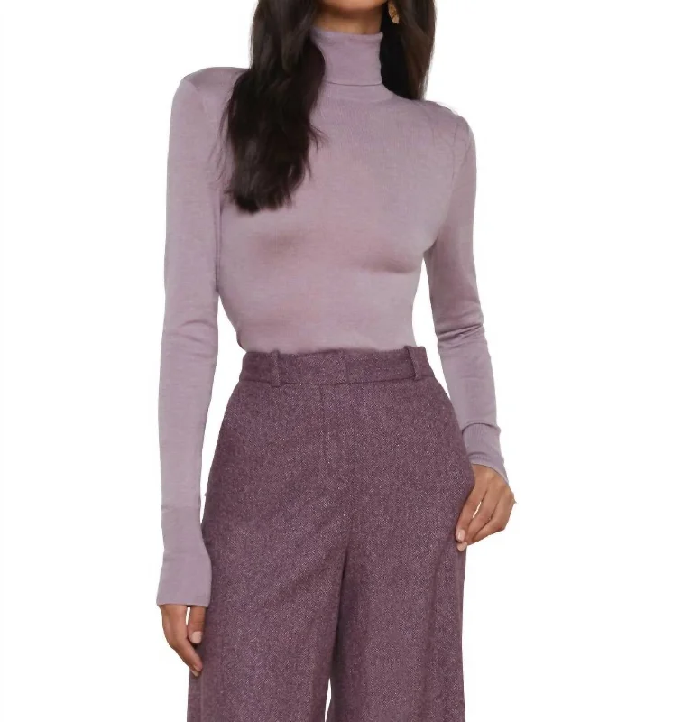Comfortable Looks Flora Turtleneck Sweater In Wisteria/gold
