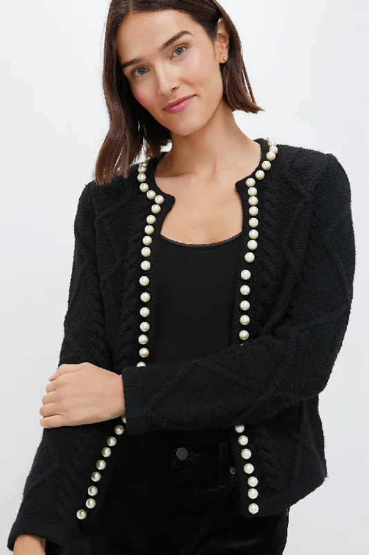 New Products Black Pearl Trim Piper Cardigan