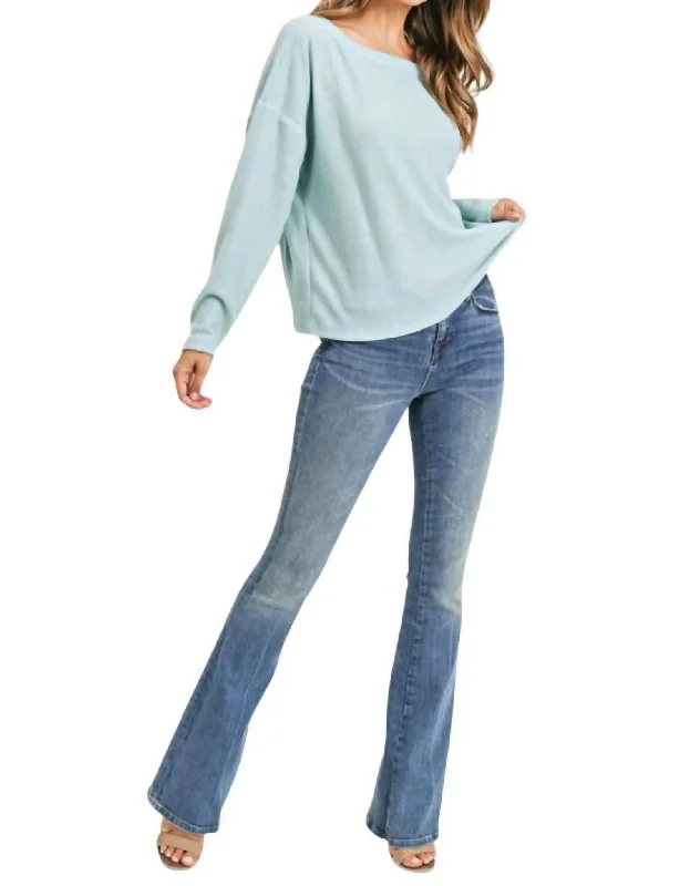 Integrated Design Alexia Pullover Open-Back Sweater In Winter Mint