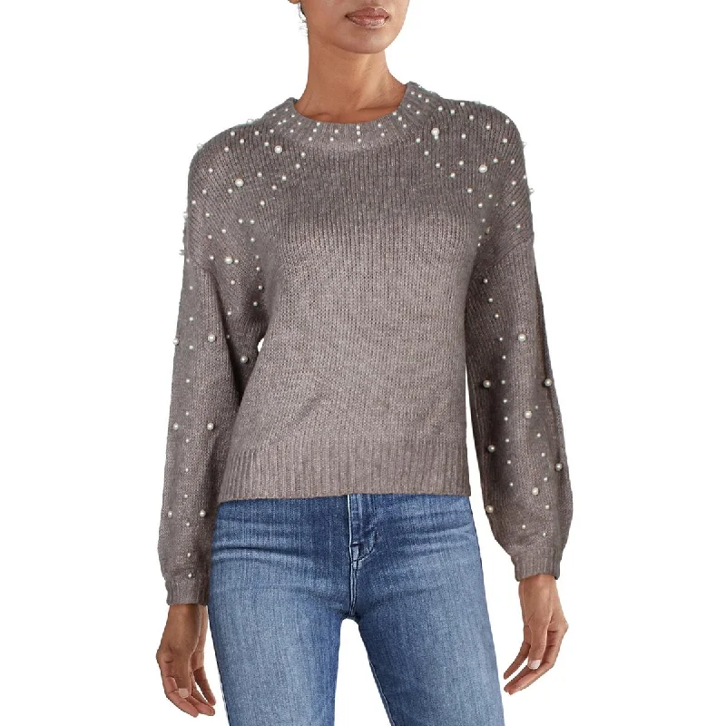 Casual Style Cliche Womens Embellished Balloon Sleeve Pullover Sweater