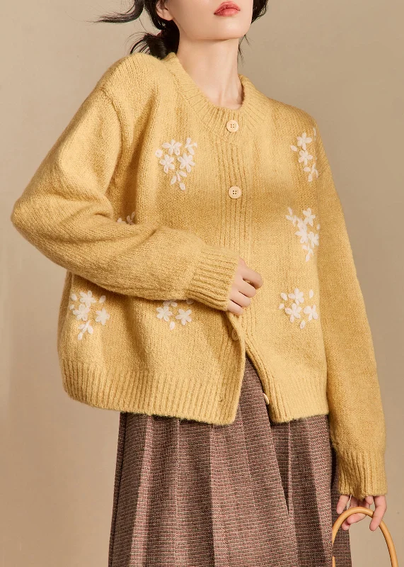 Fashionable Items Beautiful Yellow Button Cozy Knit Cardigan Winter