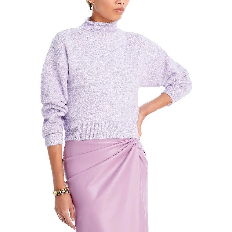 Sporty Elegance Line & Dot Womens Wool Blend Ribbed Trim Mock Turtleneck Sweater