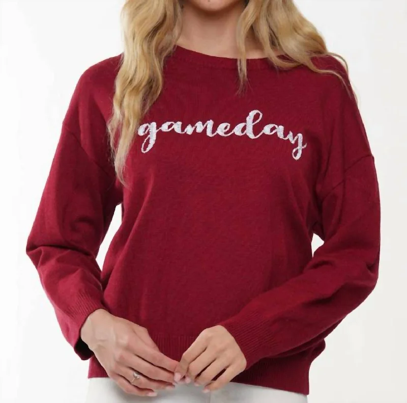 Simple Chic Game Day Sweater In Crimson