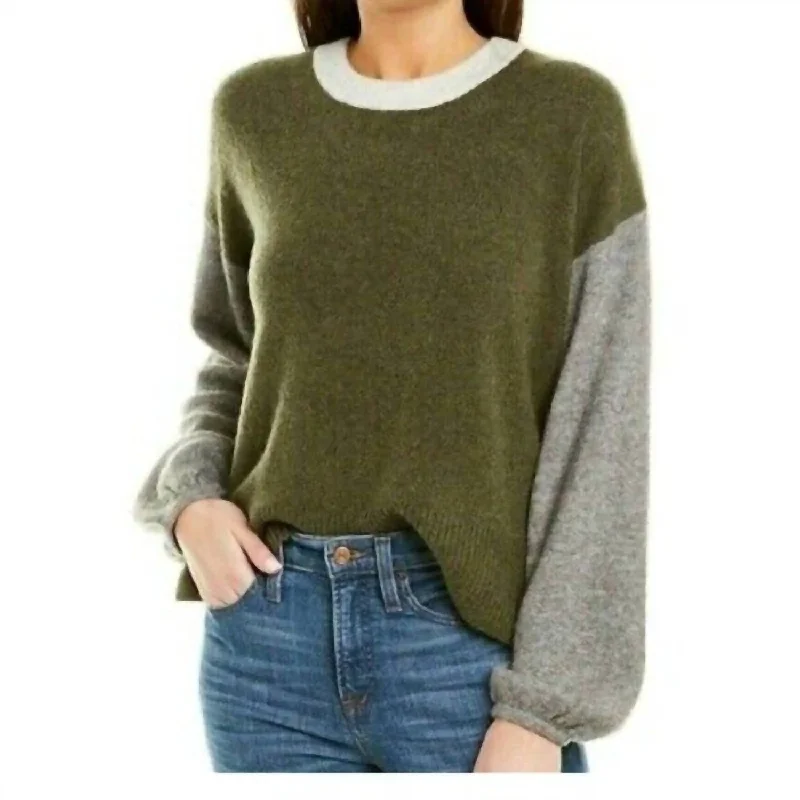 Personal Design Payton Colorblock Sweater Wool Blend Sweater In Green