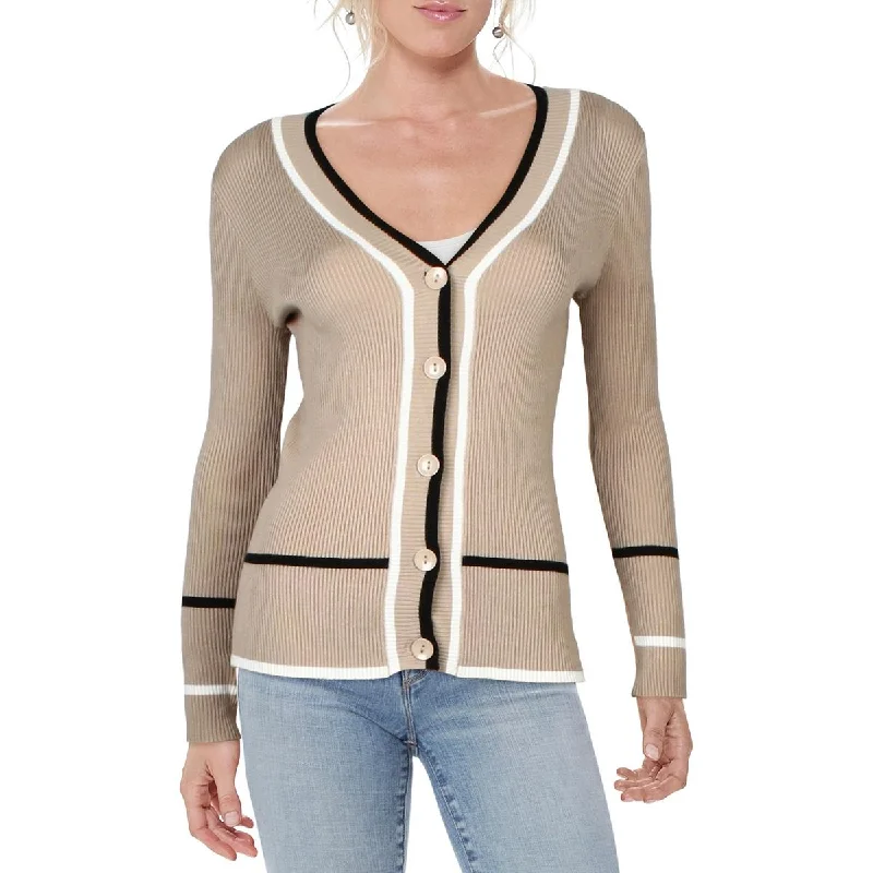 Fashionable Prints Metric Knits Womens Knit Ribbed Cardigan Sweater
