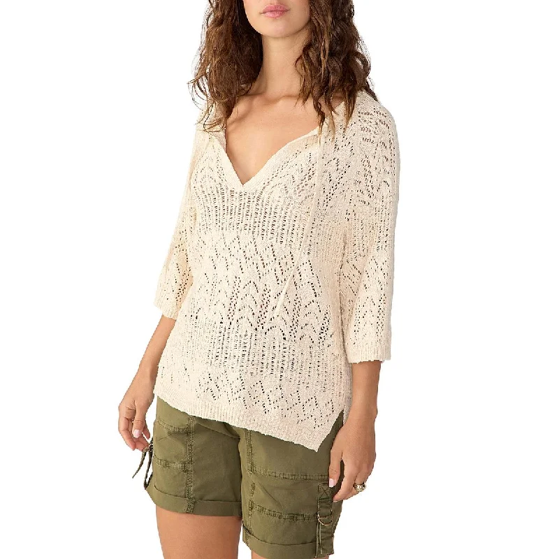Editorial Design Sanctuary Womens Cotton Open Stitch Pullover Sweater