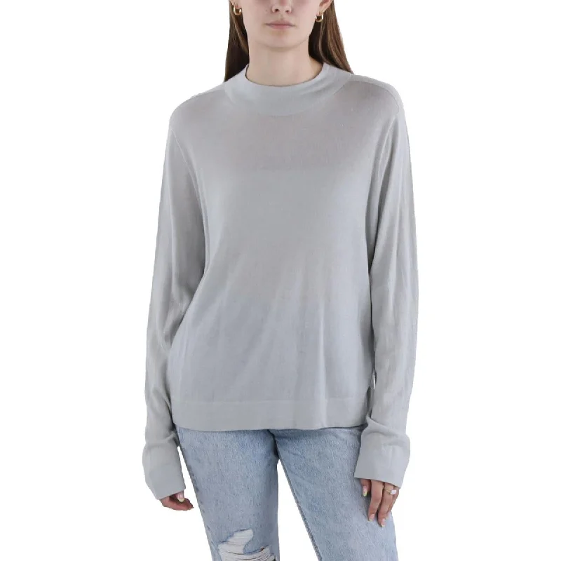 Sweet Girl Vince Womens    Ribbed Mock Neck Cardigan Sweater