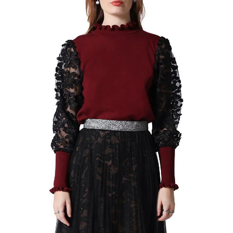 Cozy Dress Gracia Womens Knit Sheer Sleeve Pullover Sweater