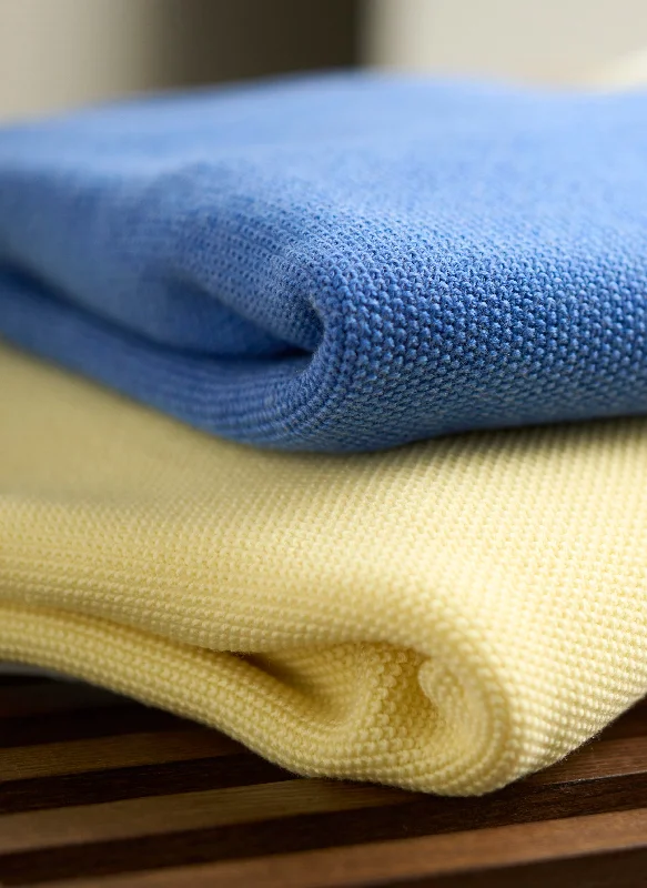 Breezy Comfort Men's Tollegno Merino Wool Crew Neck Sweater in Yellow
